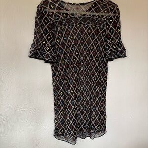 Tularosa Black Dress with Multicolor Diamond Pattern Womens Size Medium